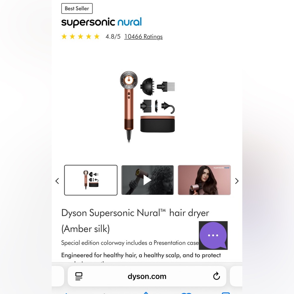 NEW DYSON Supersonic Hair Dryer in Copper and Black